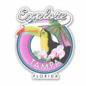 Ontdek Tampa Florida retro logo Sticker (Voorkant)