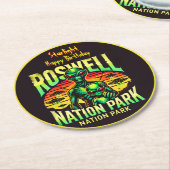 Ontdek UFO Lore bij Roswell! Ronde Kartonnen Onderzetter (Gebogen)