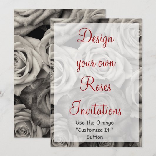 Ontdek uw eigen Rozen Uitnodiging Blanco Sjabloon (Voorkant / Achterkant)