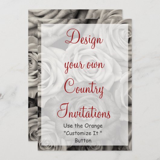 Ontdek uw eigen Rozen Uitnodiging Blanco Sjabloon (Voorkant / Achterkant)