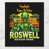 Ontdek vandaag nog de UFO Hotspot van Roswell! Wijn Etiket (Enkel label)