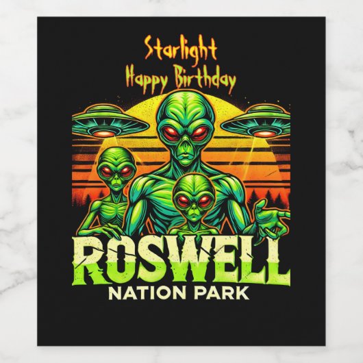 Ontdek vandaag nog de UFO Hotspot van Roswell! Wijn Etiket (Enkel label)