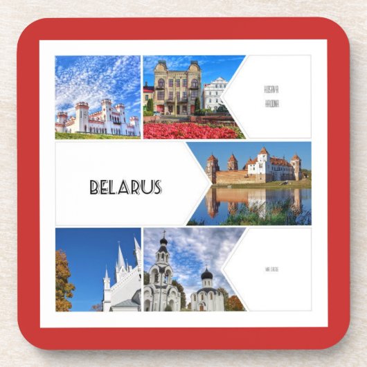 Ontdek Wit-Rusland Collage Architecture Onderzette Bier Onderzetter (Voorkant)