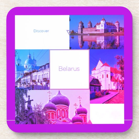 Ontdek Wit-Rusland Collage Architecture Onderzette Bier Onderzetter (Voorkant)