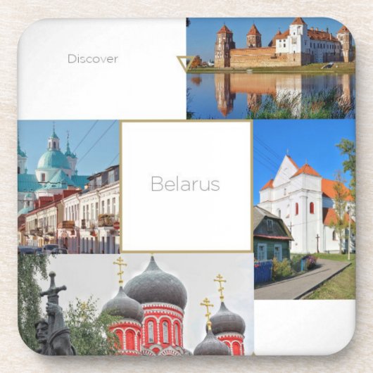 Ontdek Wit-Rusland Collage Architecture Onderzette Bier Onderzetter (Voorkant)
