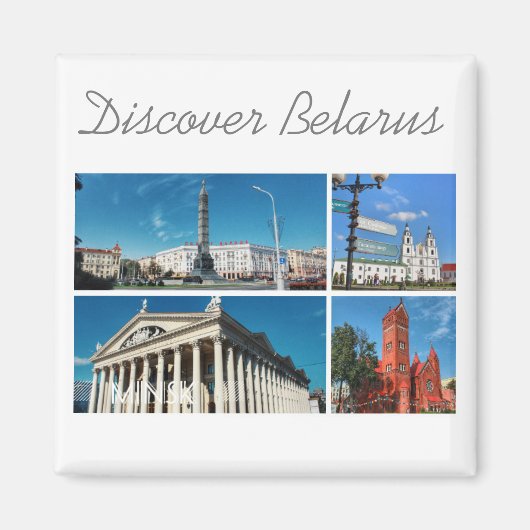 Ontdek Wit-Rusland Minsk Architectuur Magnet (Voorkant)