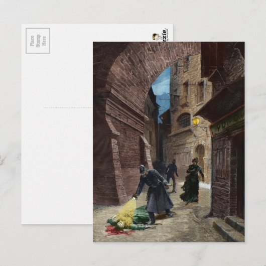 Ontdekking van een slachtoffer van Jack the Ripper Briefkaart (Voorkant / Achterkant)