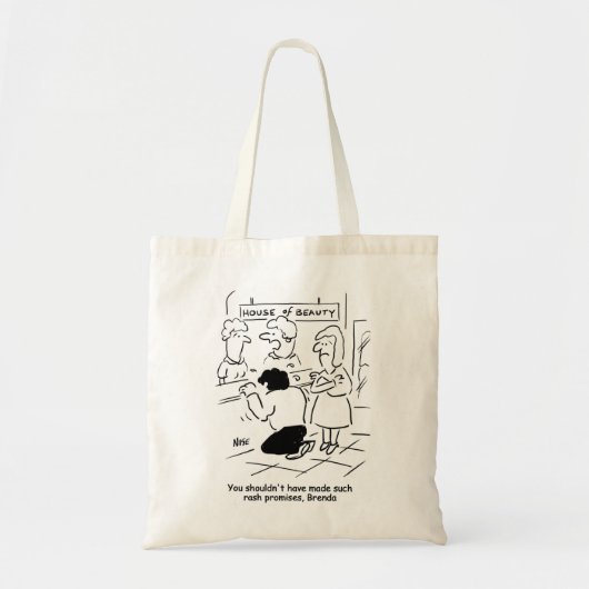 Ontevreden echtgenoot in schoonheidssalon tote bag (Voorkant)