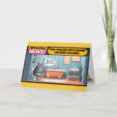 Ontevreden kat zittend op toilet krijgen snel goed kaart (Voorkant)