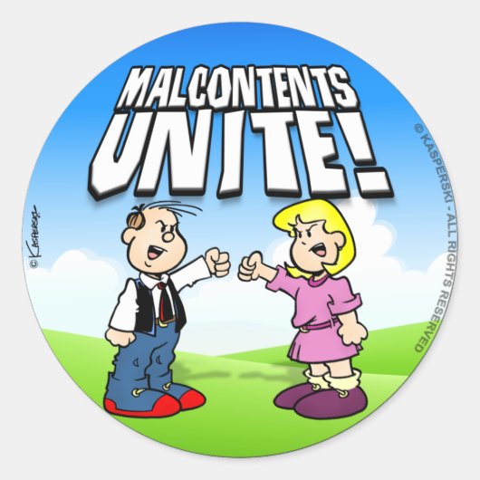 Ontevredenen verenigen ronde sticker (Voorkant)