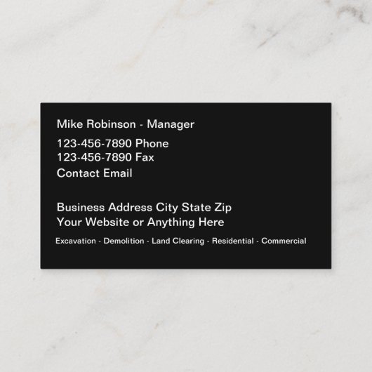 ontgraving, ruimen van land visitekaartje (Achterkant)