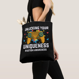 Ontgrendel Je Eigenheid Autisme Gamen Gamer Tote Bag