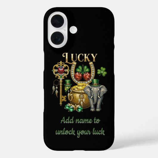 Ontgrendel je geluk gepersonaliseerde gouden charm Case-Mate iPhone case (Achterkant)