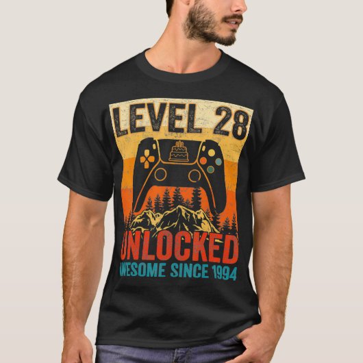  ontgrendeld niveau 28 Retro-videocontroller B T-shirt (Voorkant)