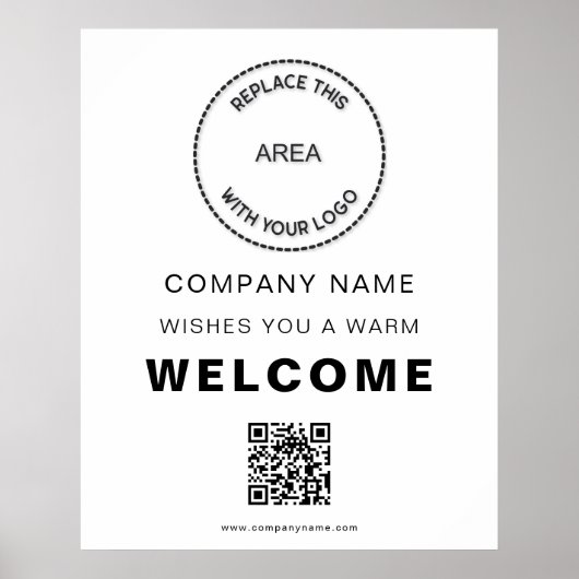 Onthaal aan Bedrijf Uw Wit Code QR Poster (Voorkant)
