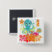 Onthaal aan de Oceaan Vierkante Button 5,1 Cm (Voorkant /achterkant)