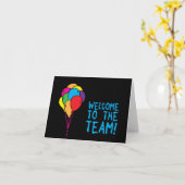 onthaal aan de team feestballons kaart (Gele Bloem)