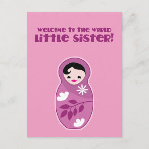 Onthaal aan de Wereld weinig zuster! babushka Briefkaart