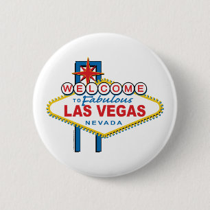 Onthaal aan het Teken van Las Vegas Ronde Button 5,7 Cm