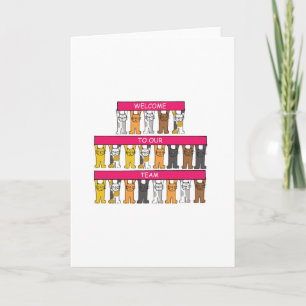 Onthaal aan Ons Team, de Katten van de Cartoon Kaart