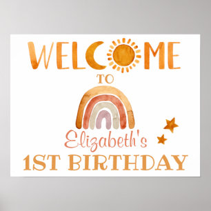 Onthaal bord voor zonneschijn, maan, regenboog en  poster