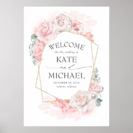 Onthaal en roze Floral Weddenschap Poster