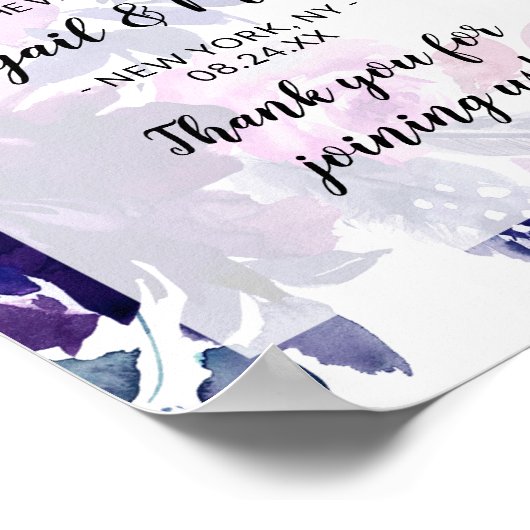 Onthaal ingeruilde Floral Paars Wedding Poster (Hoek)