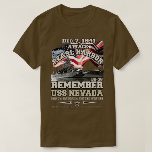 ONTHOUD BB36 USS NEVADA 1941 T-SHIRT (Design voorkant)