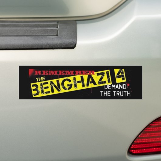 Onthoud Benghazi 4 Bumpersticker (Op auto)