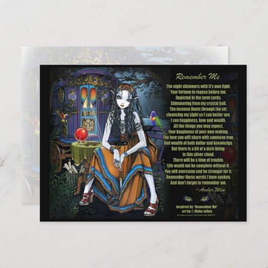 Onthoud dat Briefkaart Gypsy Fortune Teller Poem (Voorkant / Achterkant)