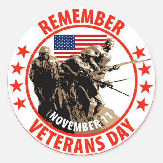 Onthoud de dag van de Veteranen Ronde Sticker (Voorkant)
