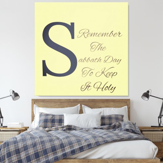 Onthoud de dag van Sabbat Christelijk Canvas Afdruk (Insitu (Slaapkamer))