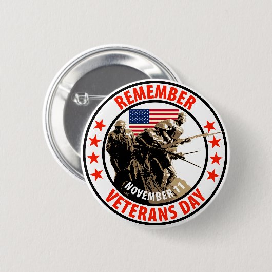 Onthoud de dag van Veteranen Ronde Button 5,7 Cm (Voorkant /achterkant)