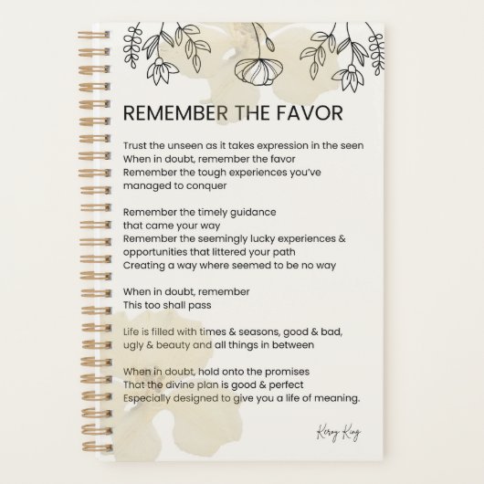 Onthoud de gunst - Grace vulde verheffend gedicht Planner (Voorkant)