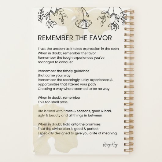 Onthoud de gunst - Grace vulde verheffend gedicht Planner (Achterkant)