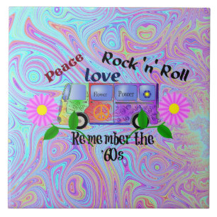 Onthoud de zestig, psychedelisch ontwerp, keramiek tegeltje