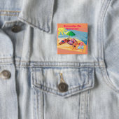 Onthoud de zonnebrandcrème vierkante button 5,1 cm (In situ)