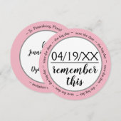 Onthoud deze roze - Sla de datum op Save The Date (Voorkant / Achterkant)