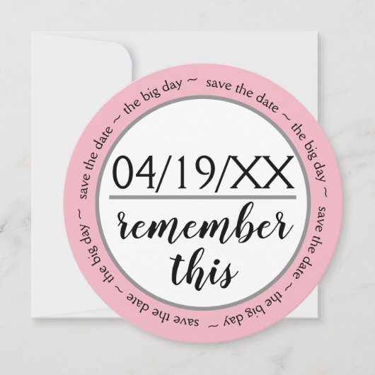 Onthoud deze roze - Sla de datum op Save The Date (Voorkant)