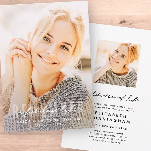 Onthoud een Fabulous Life Memorial Moderne foto Kaart