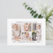 Onthoud een leven Modern Eenvoudige 4 foto collage Bedankkaart (Staand voorkant)