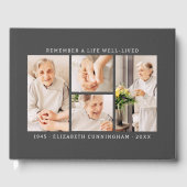 Onthoud een leven Modern Eenvoudige 4 foto collage Gastenboek (Voorkant)