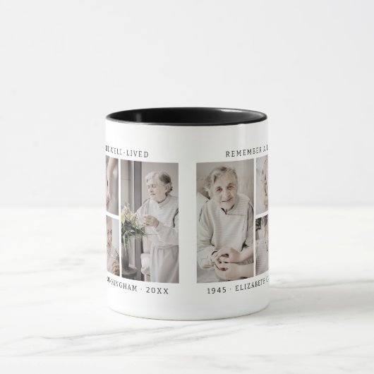 Onthoud een leven Modern Eenvoudige 4 foto collage Mok (Midden)