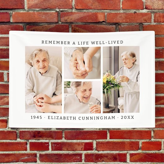 Onthoud een leven Modern Eenvoudige 4 foto collage Spandoek