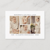 Onthoud een leven Modern Eenvoudige 4 foto collage Visitekaartje (Voorkant)