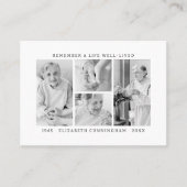 Onthoud een leven Modern Eenvoudige 4 foto collage Visitekaartje (Voorkant)