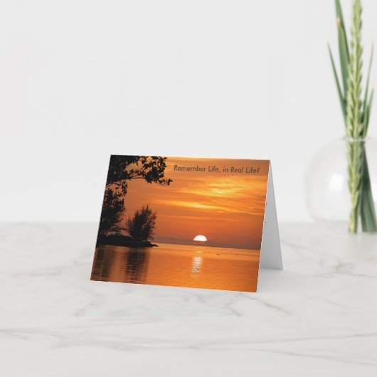 Onthoud het echte leven Sunset Wenskaart Kaart (Voorkant)