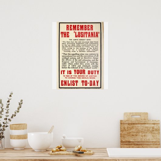 Onthoud het Poster "Lusitania"_Propaganda (Keuken)
