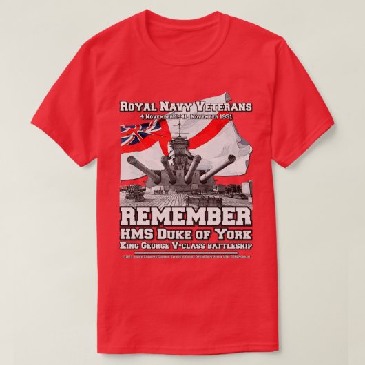 ONTHOUD HMS Prince of Wales slagschip T-shirt (Design voorkant)