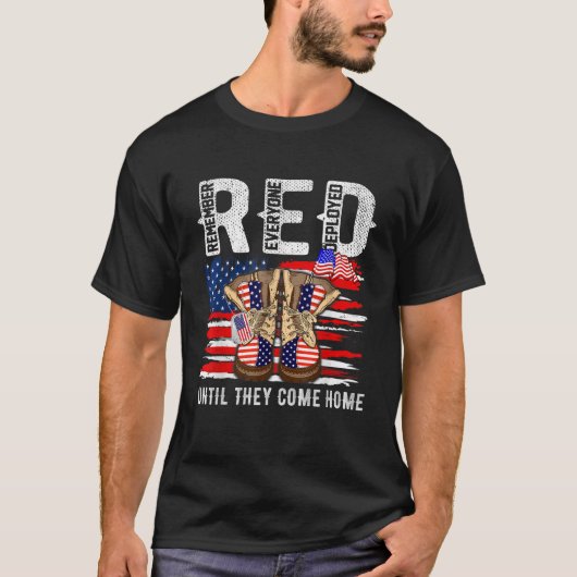 Onthoud iedereen Veteraan ingezet RED Friday Husb T-shirt (Voorkant)